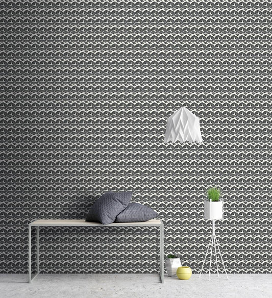 Deco Fanfare Heavy Weight Wallpaper - Black/White