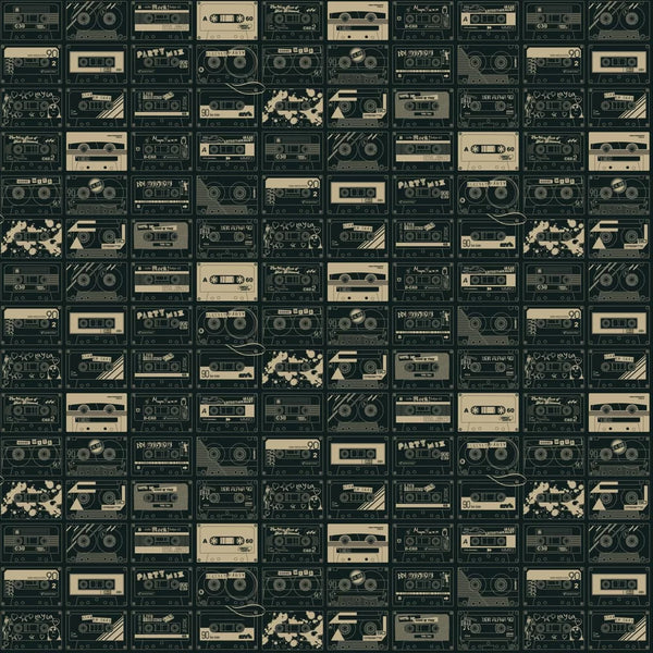 Sample - C60 Tape Cassette Wallpaper - Black