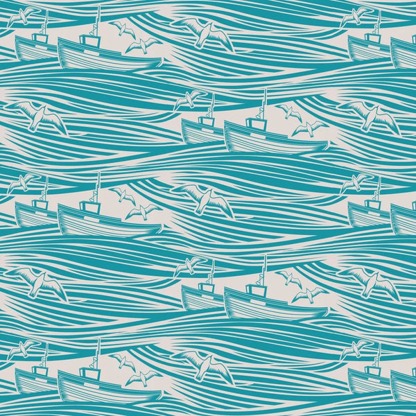 Sample - Whitby Boat Wallpaper - Lido