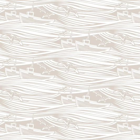 Whitby Boat Wallpaper - Stone