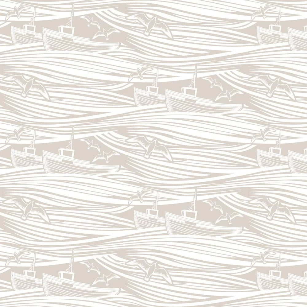 Sample - Whitby Boat Wallpaper - Stone