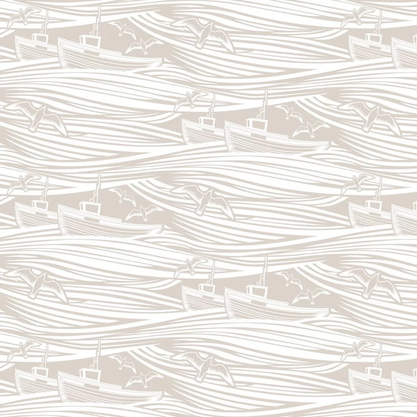 Sample - Whitby Boat Wallpaper - Stone