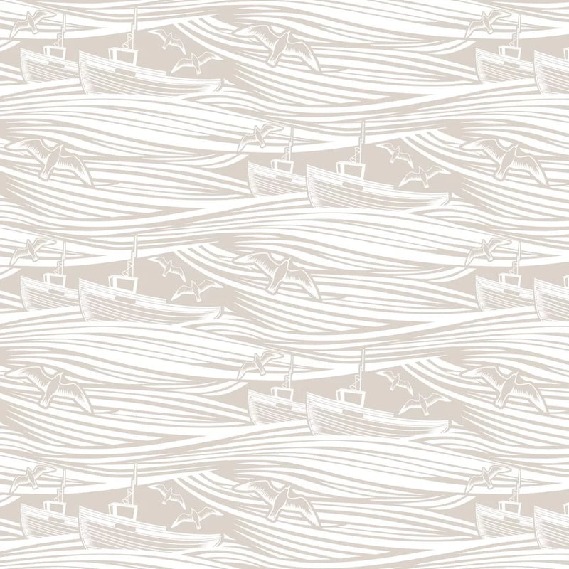 Sample - Whitby Boat Wallpaper - Stone