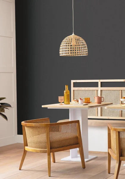 Uni Natte Wallpaper - Gris Anthracite