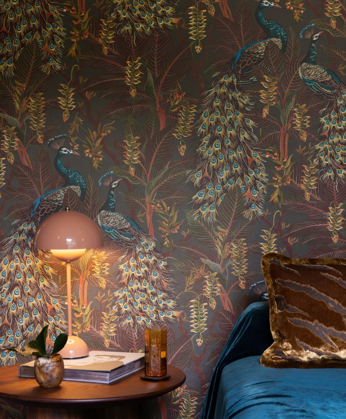 Royal Peacock Wallpaper - Sepia