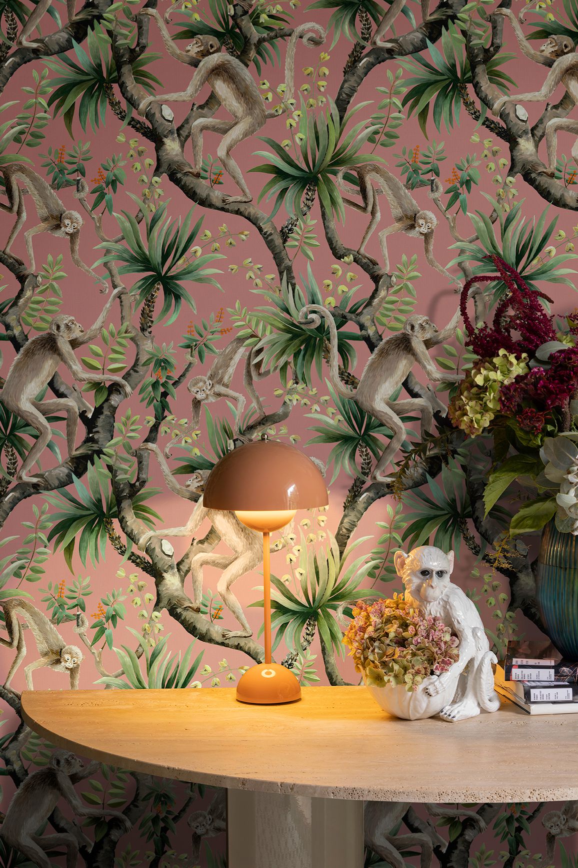 Sample - Monkey Business Wallpaper - Coral