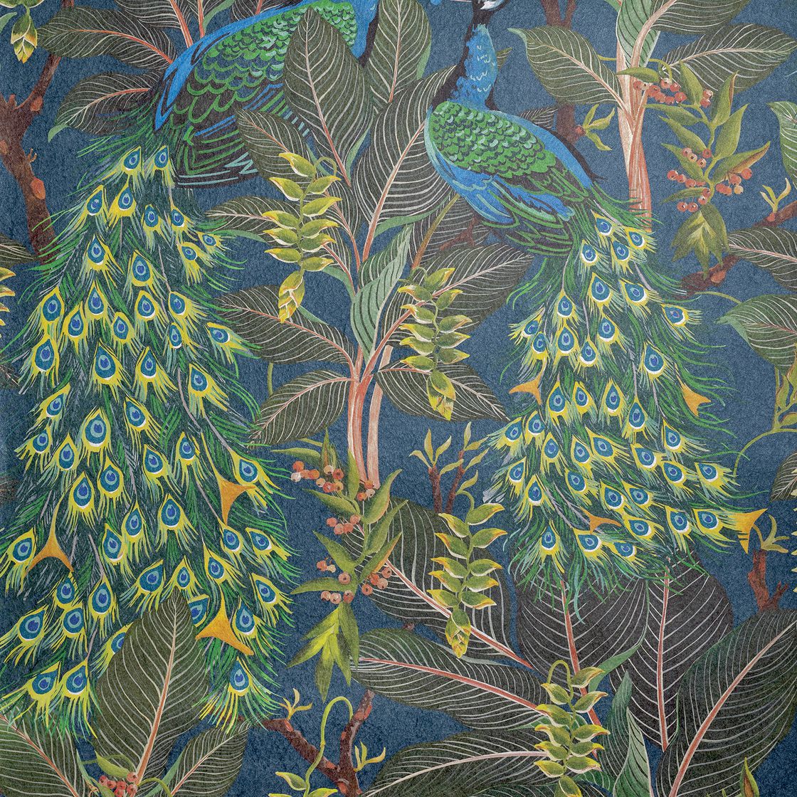 Sample - Royal Peacock Wallpaper - Midnight