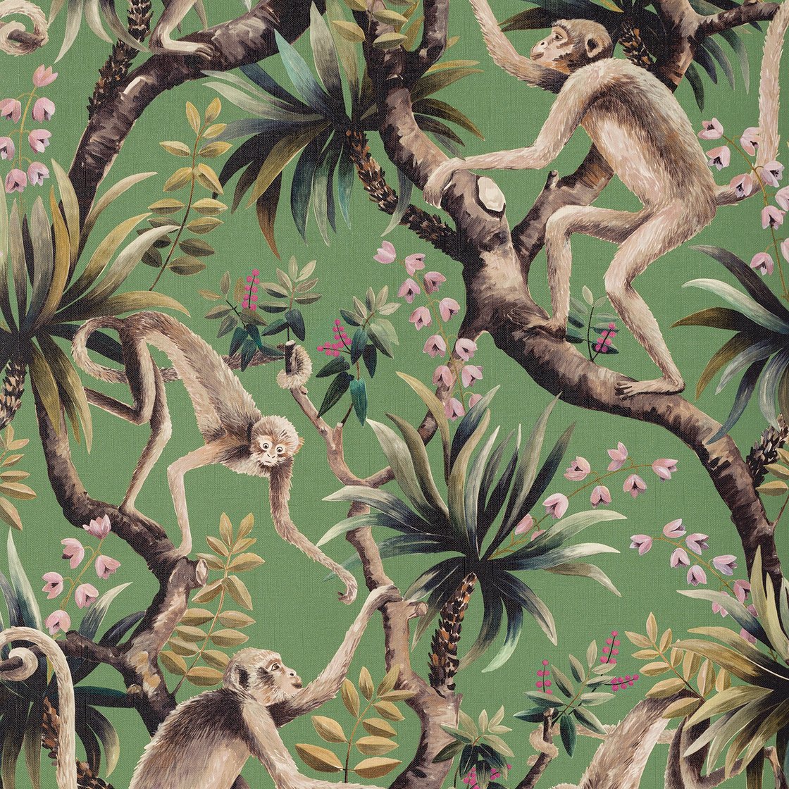 Monkey Business Wallpaper - Ming Green