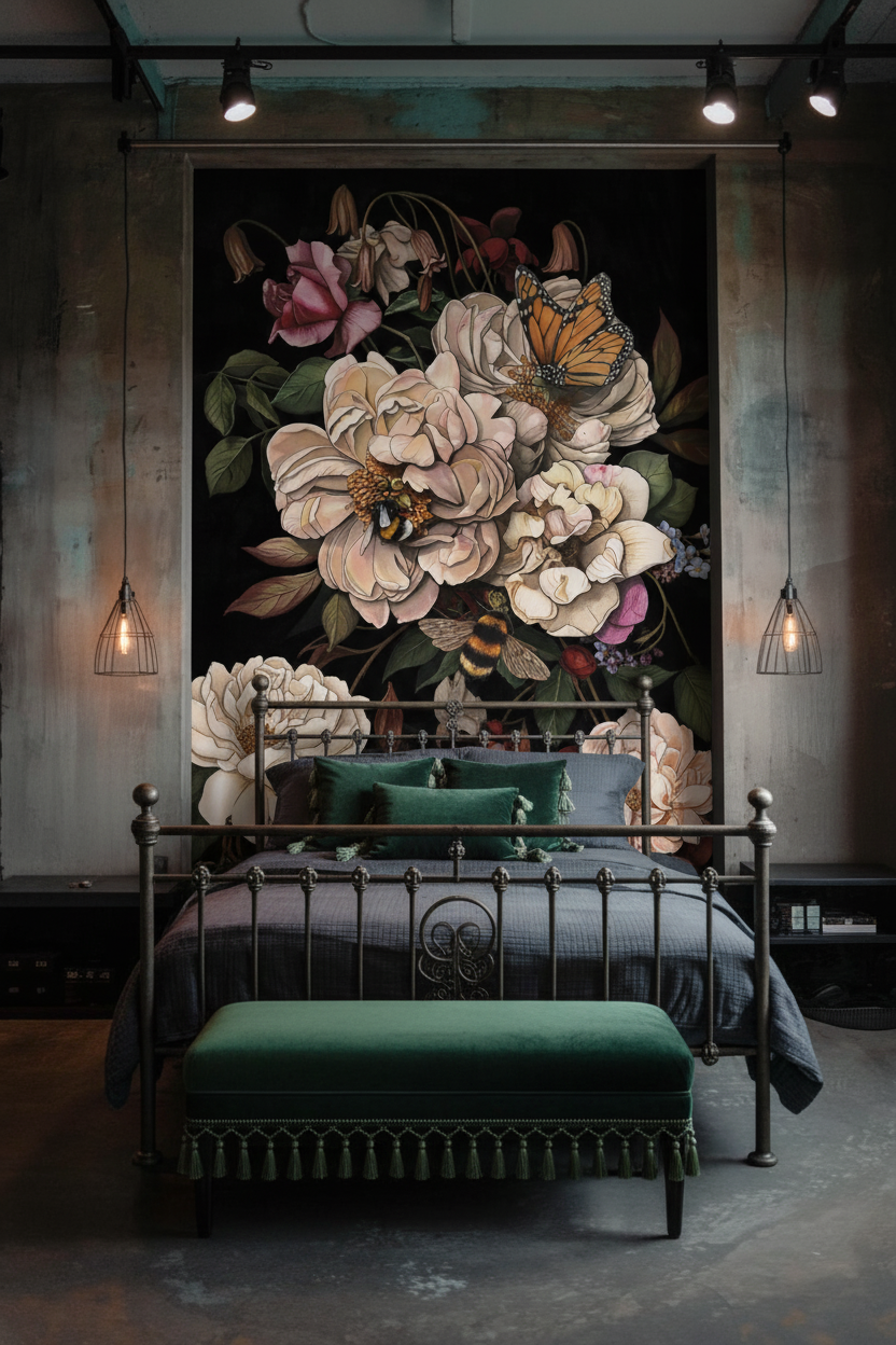 HOME by Makkala Floral - Custom Sized Wallpaper Mural (per m2)