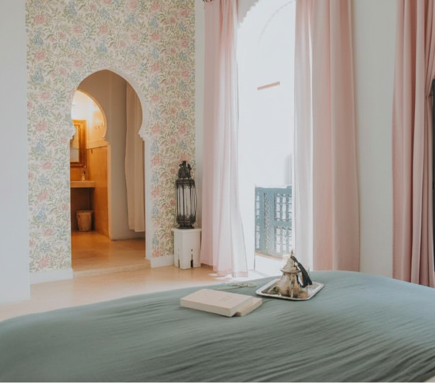 Moroccan bedroom without mirror