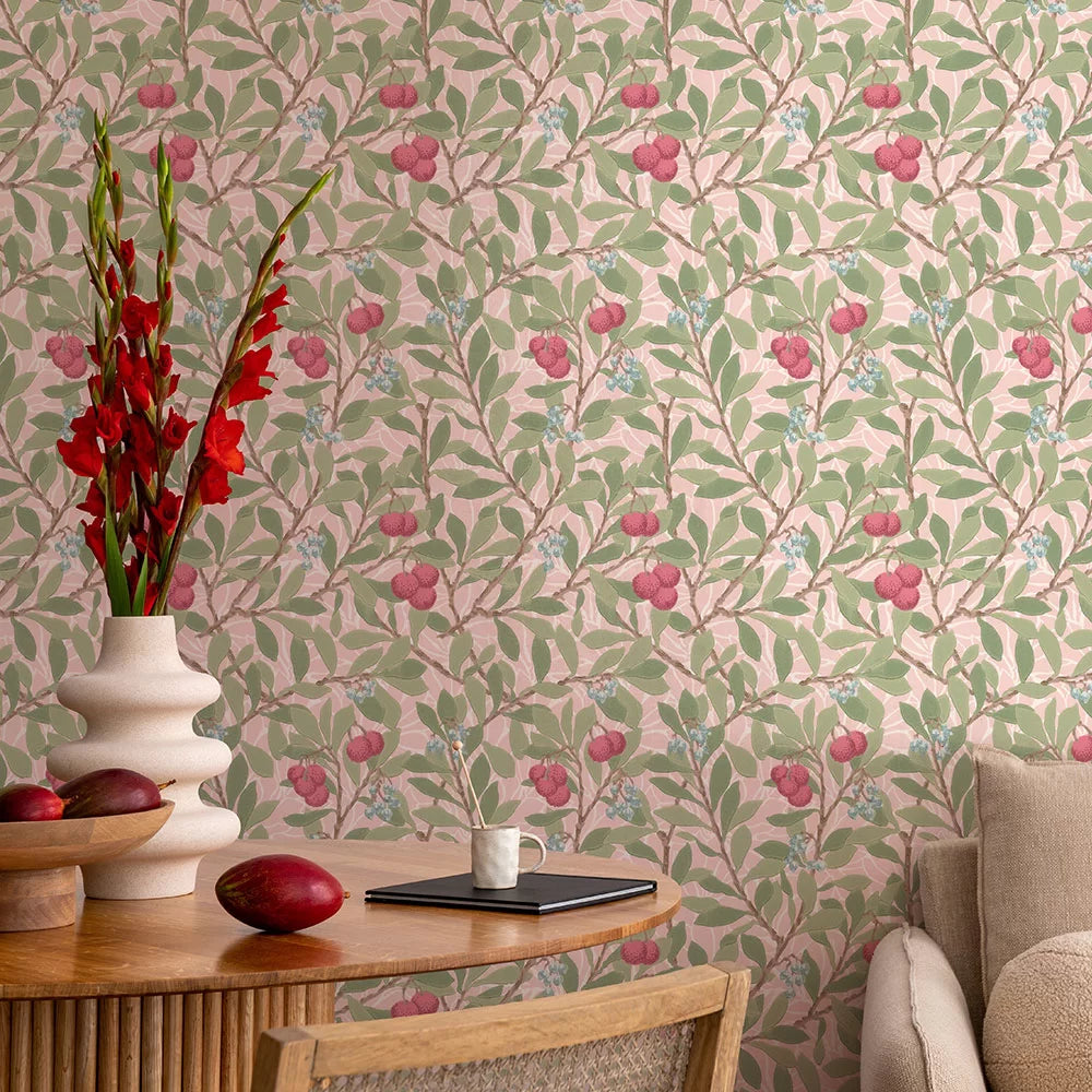 Arbutus by Morris Wallpaper - Cochineal Pink