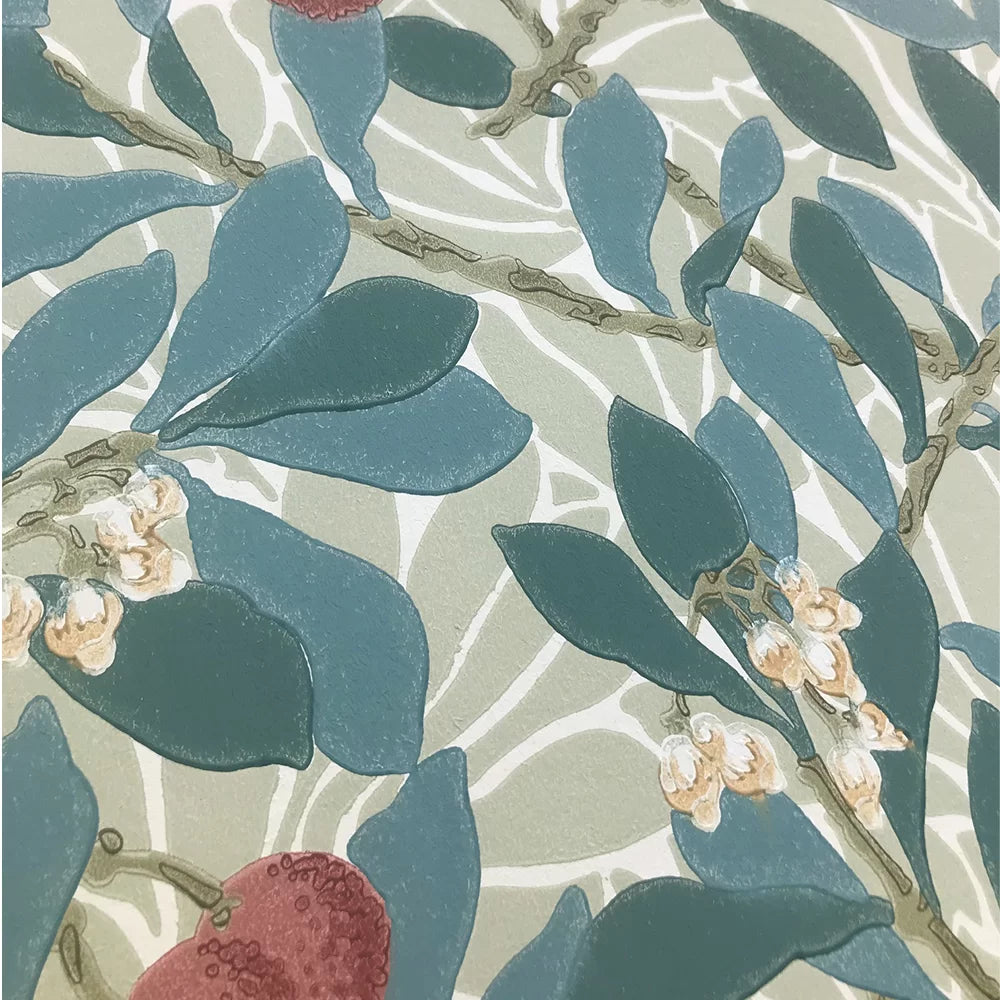 Arbutus by Morris Wallpaper - Woad/Russet
