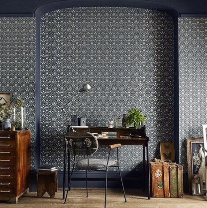 Bellflowers Wallpaper - Morris - Indigo Linen