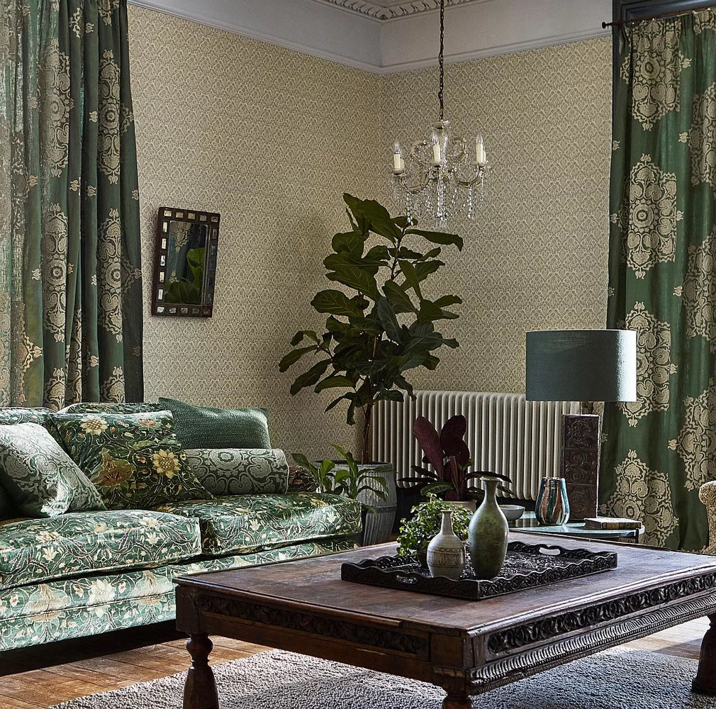 Bellflowers Wallpaper - Morris - Manilla/Olive