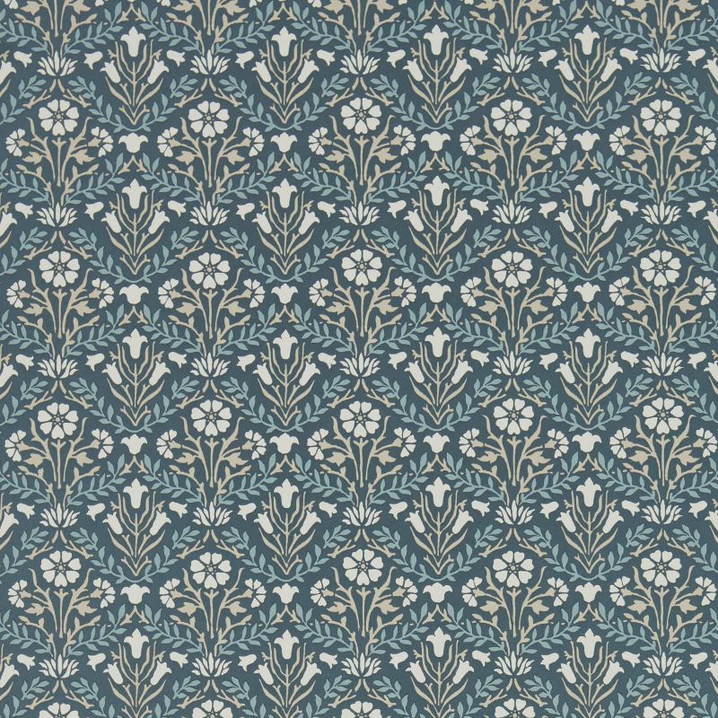Bellflowers Wallpaper - Morris - Indigo Linen