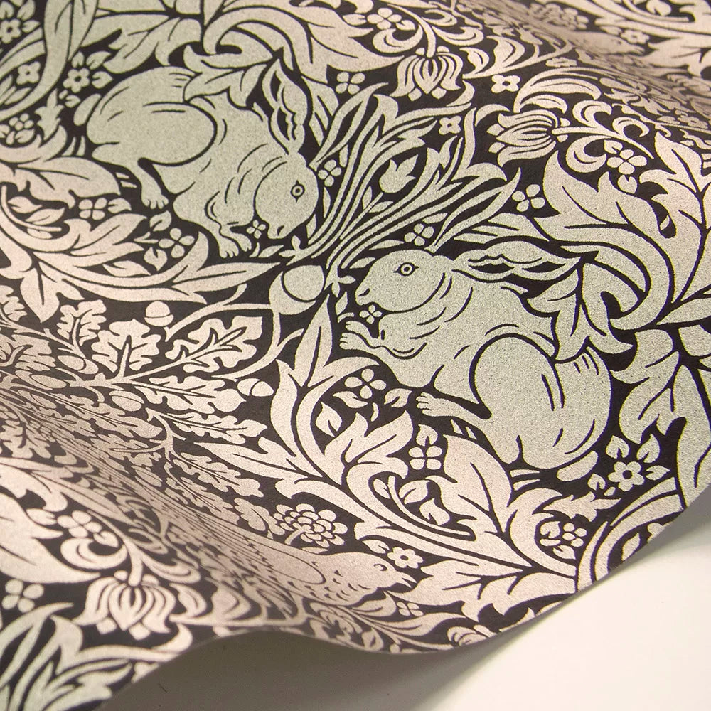 Brer Rabbit by Morris Wallpaper - Ink/Silver