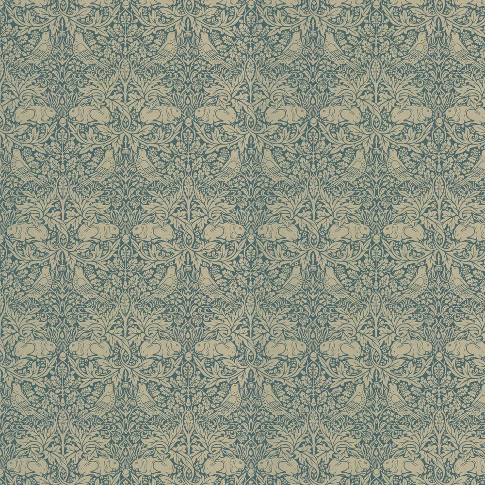 Brer Rabbit by Morris Wallpaper - Peacock/Gold