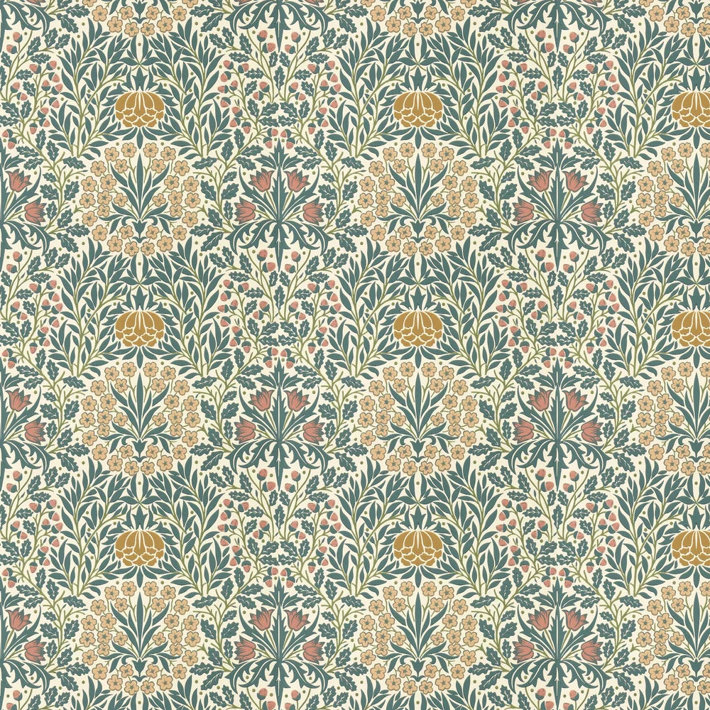 Daisy & Oak Wallpaper - Madder / Teal