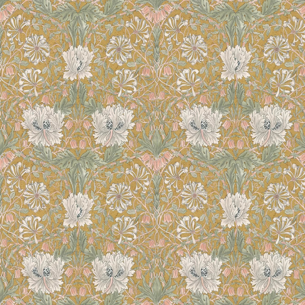 Honeysuckle and Tulip Wallpaper - Gold