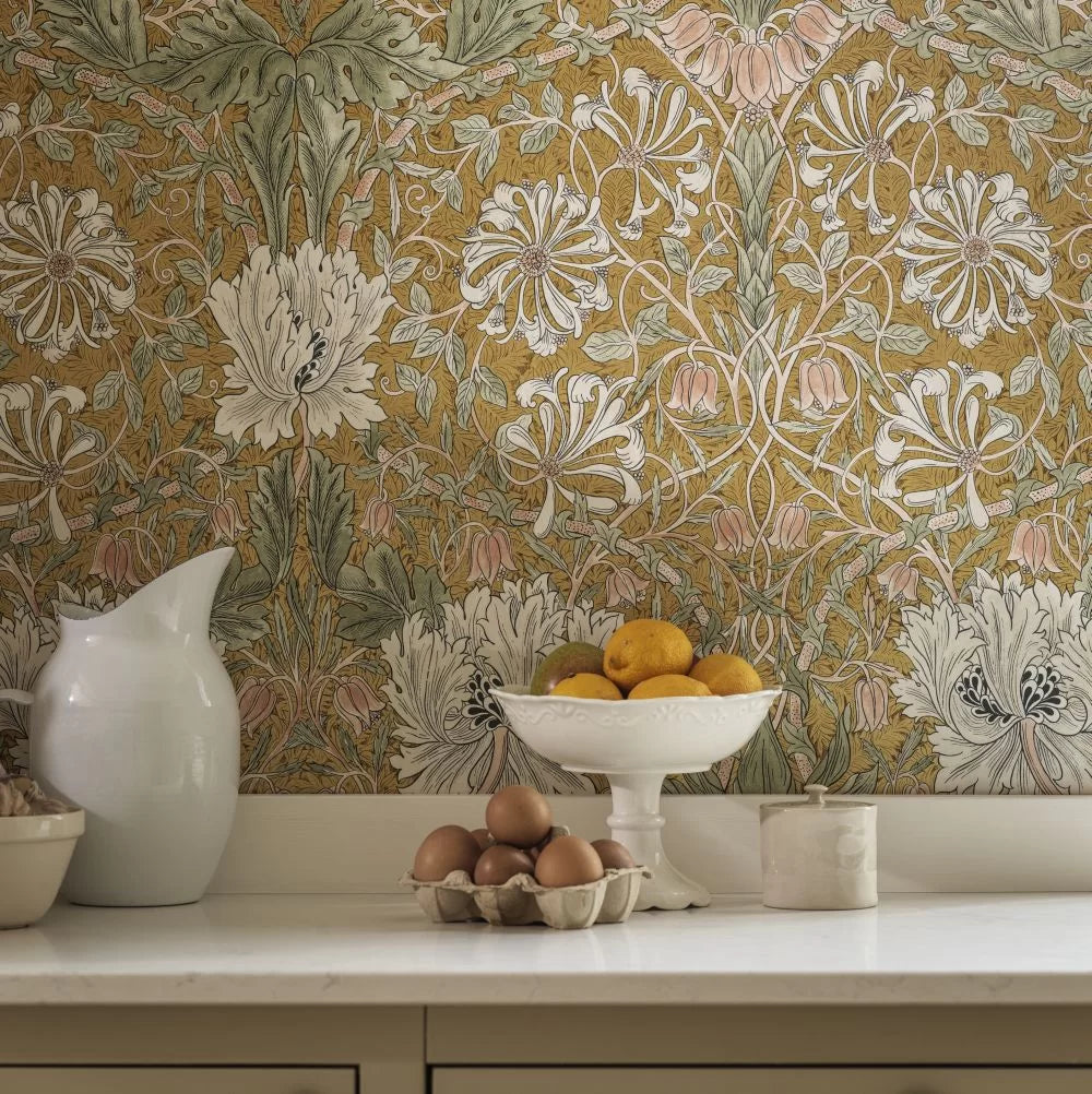 Honeysuckle and Tulip Wallpaper - Gold