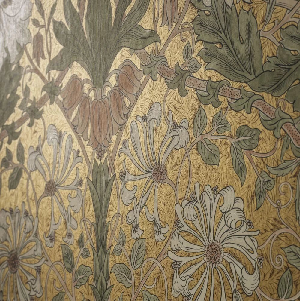 Honeysuckle and Tulip Wallpaper - Gold