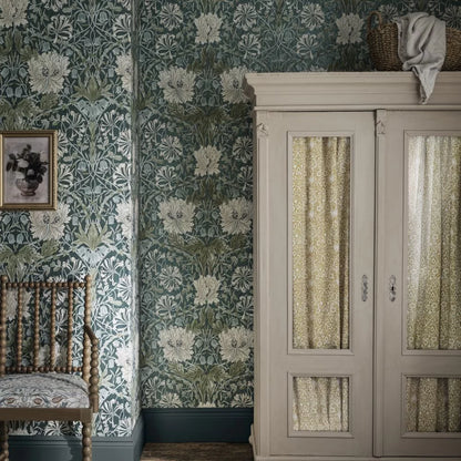 Honeysuckle and Tulip Wallpaper - Peacock