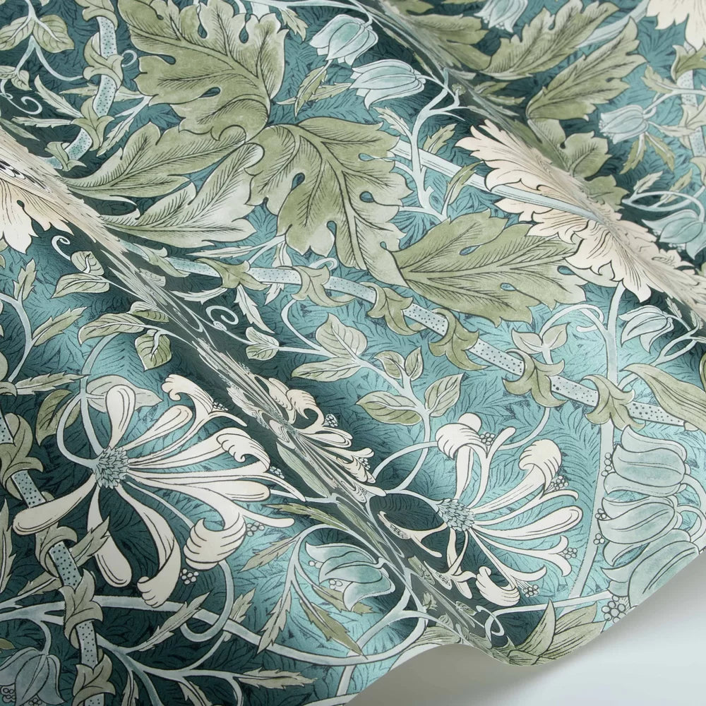 Honeysuckle and Tulip Wallpaper - Peacock