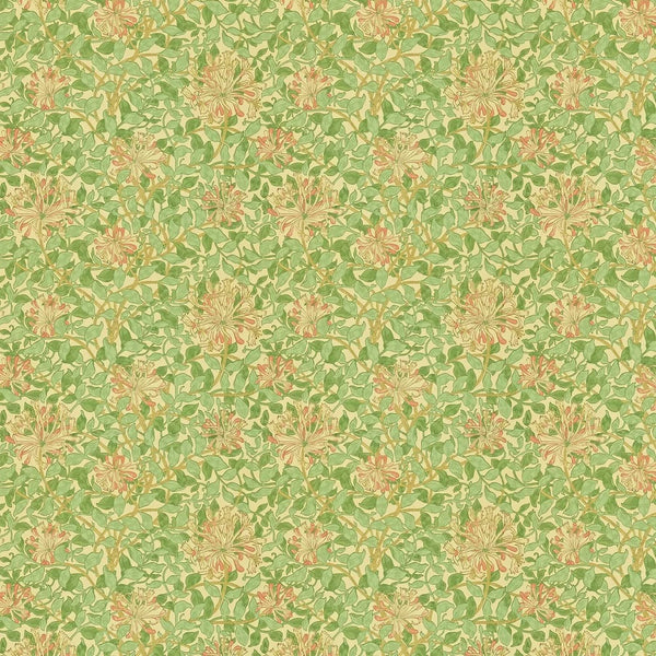 Sample - Honeysuckle Wallpaper - Green/Beige/Pink