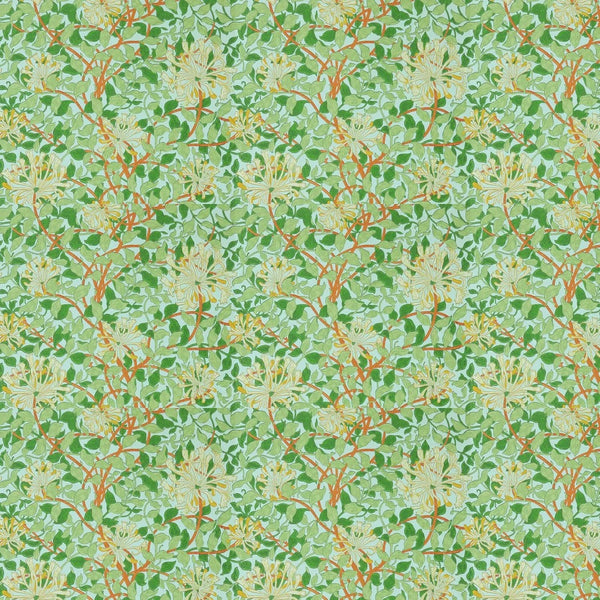 Sample - Honeysuckle Wallpaper - Sky/Burnt Orange