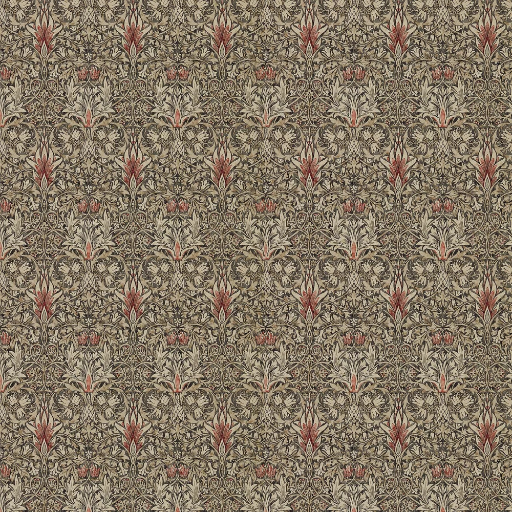 Snakeshead Wallpaper - Morris - Charcoal/Spice