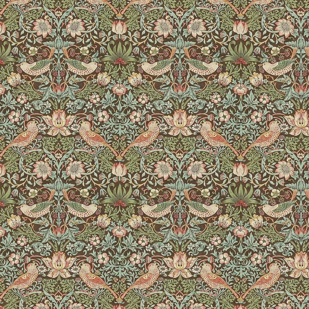 Strawberry Thief Wallpaper - Brown