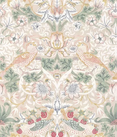 Sample - Strawberry Thief Wallpaper - Cream