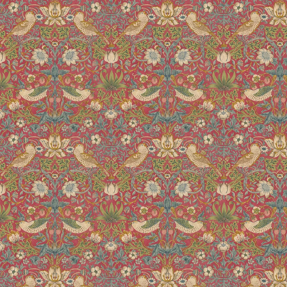 Strawberry Thief Wallpaper - Crimson