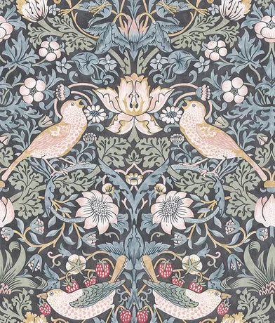 Sample - Strawberry Thief Wallpaper - Ink