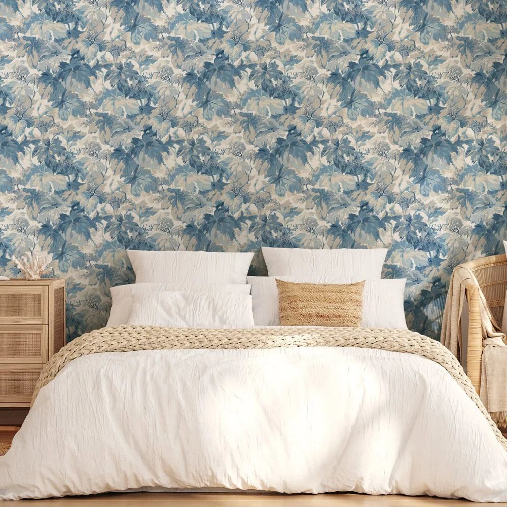 Country Walk Wallpaper by Mulberry Home - Blue