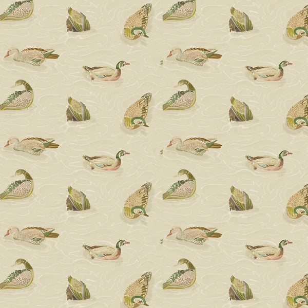Sample - Duck Pond Wallpaper by Mulberry Home - Emerald/Stone
