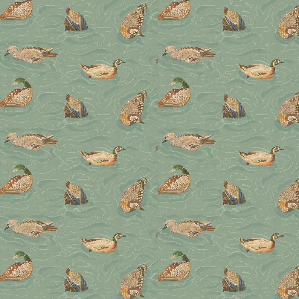 Duck Pond Wallpaper by Mulberry Home - Teal