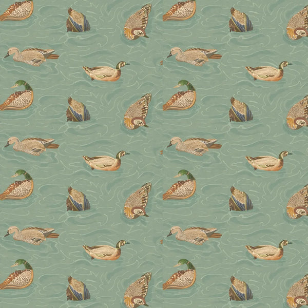 Sample - Duck Pond Wallpaper by Mulberry Home - Teal