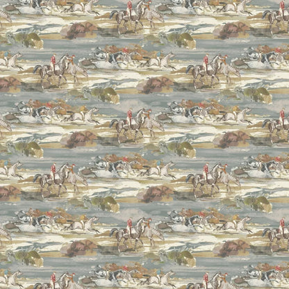 Morning Gallop Wallpaper - Mulberry - Blue/Sand