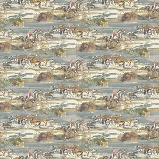 Morning Gallop Wallpaper - Mulberry - Blue/Sand