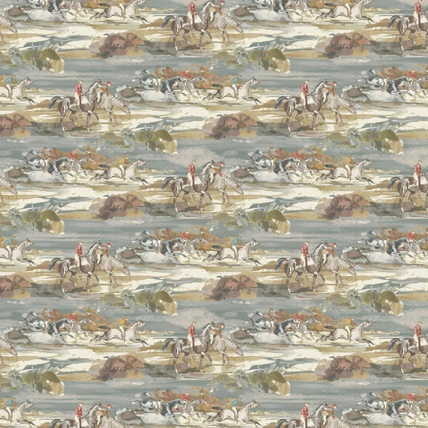 Sample - Morning Gallop Wallpaper - Mulberry - Blue/Sand