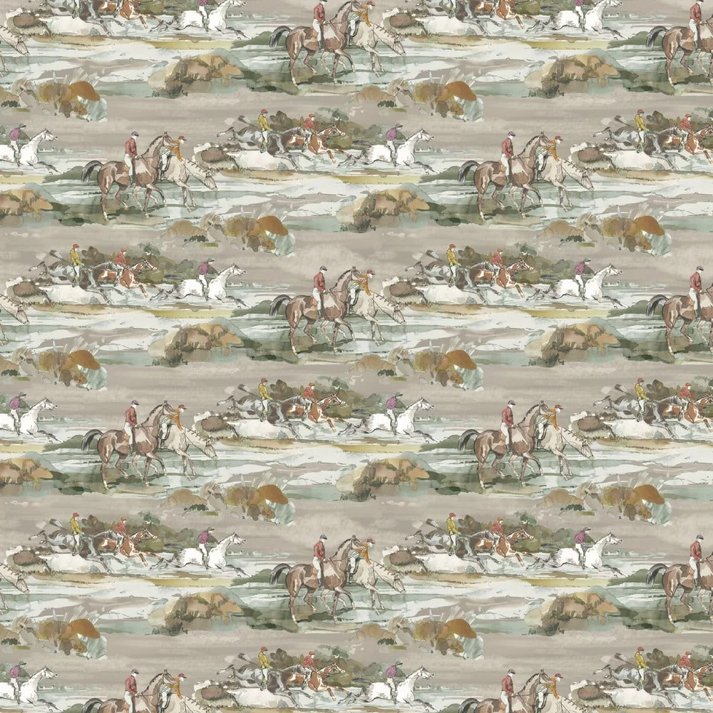 Sample - Morning Gallop Wallpaper - Mulberry - Grey/Sand
