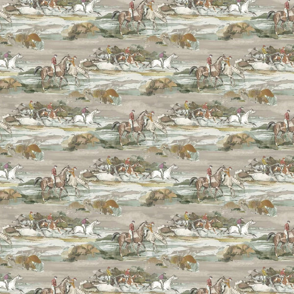 Sample - Morning Gallop Wallpaper - Mulberry - Grey/Sand