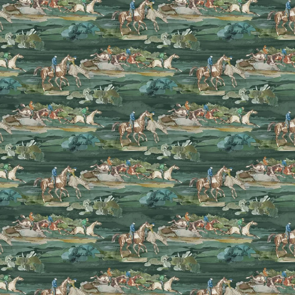Morning Gallop Wallpaper - Mulberry - Teal