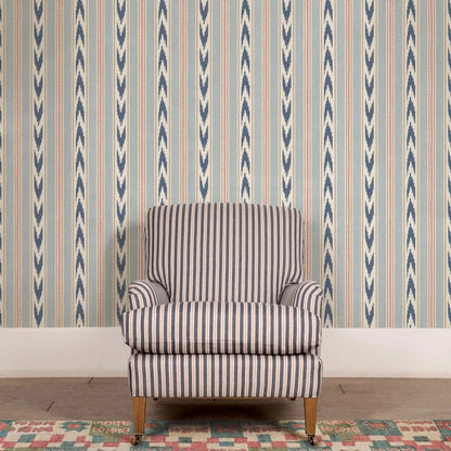 Newport Stripe by Mulberry Home Wallpaper - Blue/Red