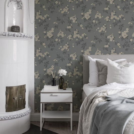 Karin - Apple Blossom Wallpaper - Grey