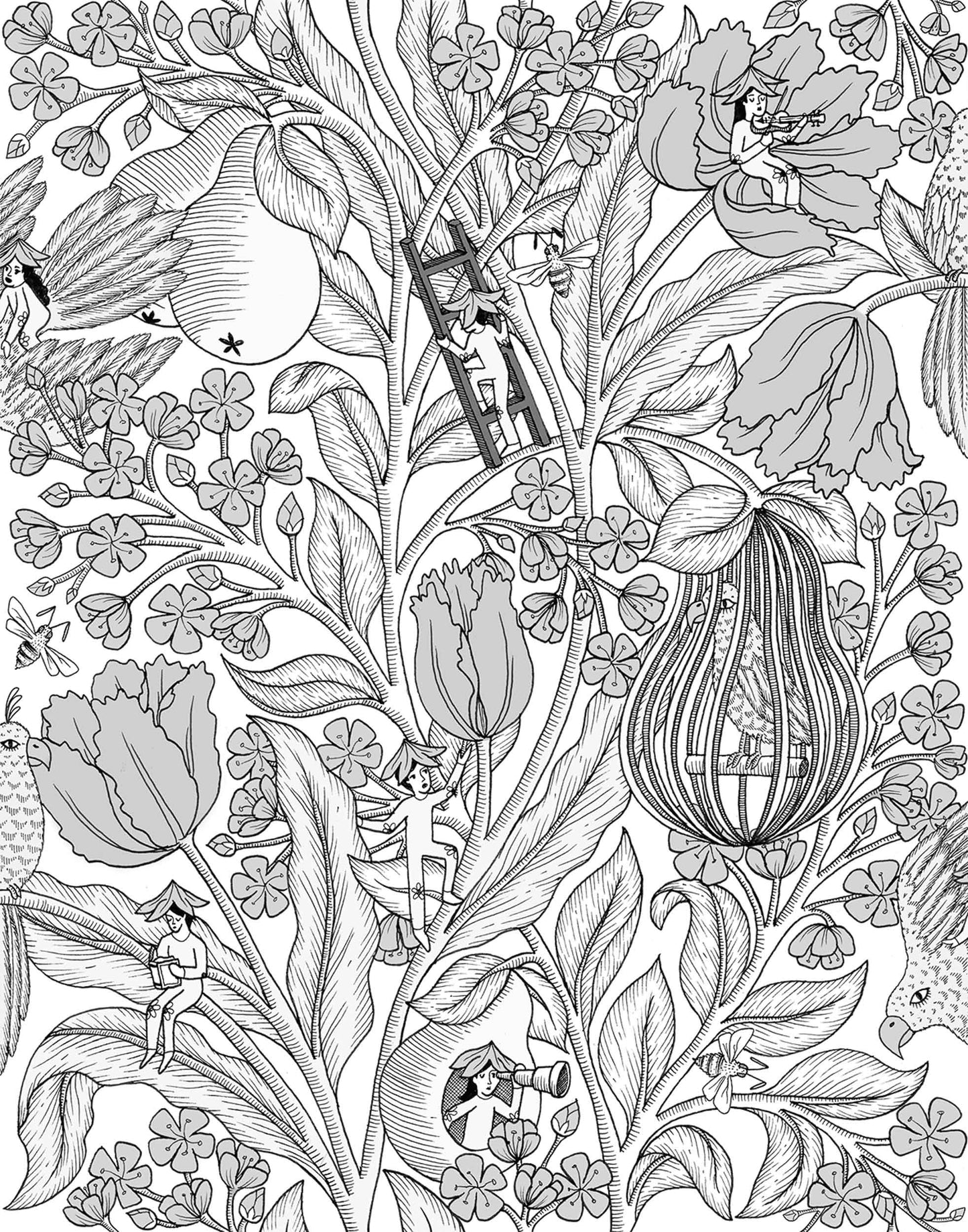 Sample - Neo-Belle Wallpaper - Black and White