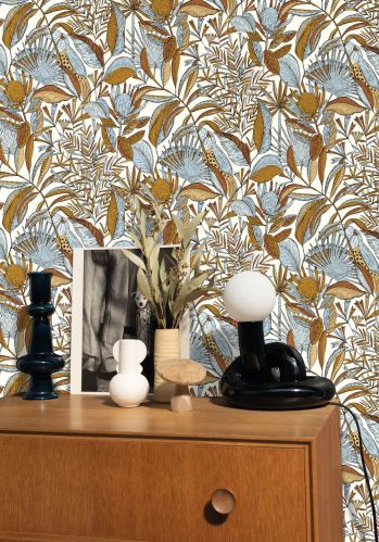 Jardin Bel Air Garden Leaf Wallpaper -  White Terracotta - Discontinuing