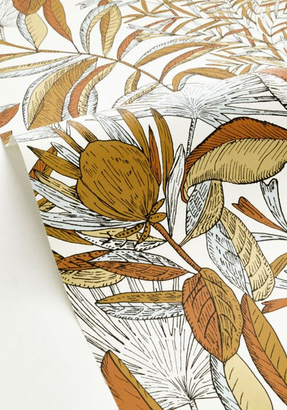 Jardin Bel Air Garden Leaf Wallpaper -  White Terracotta - Discontinuing