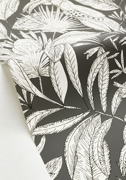 Jardin Bel Air Garden Leaf Wallpaper - Anthracite
